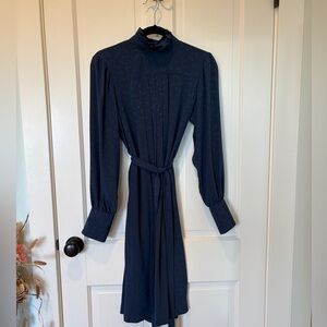 Vintage Handmade Navy Blue Midi Dress